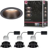 Paulmann Lampe encastrable LED 3-Step-Dim Cole Coin Set de 3 IP44 rond 88 mm 3x6W 3x470lm 2700K Noir