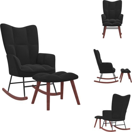 vidaXL Schommelstoel - Zwart fluweel - 98 cm hoog