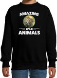 Bellatio Decorations Amazing Wild Animals Sweater Jaguar - Zwart - Kinderen - Maat 152/164