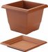 Forte Plastics 2x Vierkante plantenbakken terra cotta 26x26x20cm - Kunststof - Binnen/buiten