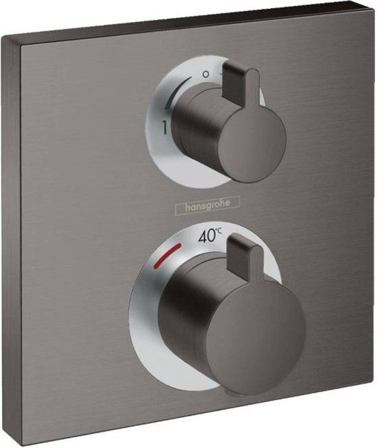 Hansgrohe Ecostat Square Thermostat Cover Set - Brushed Black Chrome - 15714340