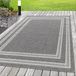 Ayyildiz Tapis d'extérieur et de terrasse Gris 140x200 cm Tapis de sol Tapis de terrasse extérieur Aspect rotin sisal Tapis avec motif à double bordure