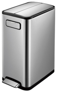 EKO - Europe EKO VB 9377 - 40L Rectangular Pedal Bin - Black & Stainless Steel