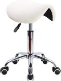 Merkloos / Sans marque KKTONER Saddle Stool, Work Stool, Height-Adjustable, Rotatable, Office Stool with Saddle Seat, White
