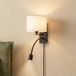 Lindby Applique murale Florens 23,5 cm, lampe de lecture LED noire