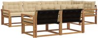 vidaXL - Hoek loungeset - 7 zitplaatsen - Acacia hout - Natuurlijk en beige