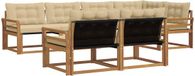 vidaXL - Salon d'angle - 7 places assises - Acacia bois - Naturel et beige