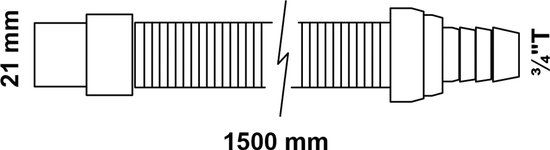 Kirchhoff WAS Afvoerslang Verlengstuk - 1,5 m - 21 mm x 3/4"