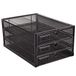Annova Desk Organizer Wire Mesh 3 Tier Sliding Drawers Paper Sorter (Black)