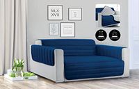 Sogni e Capricci Waterdichte Trendy Gewatteerde Sofa Cover Donkerblauw/Lichtgrijs, 2 Plaatsen