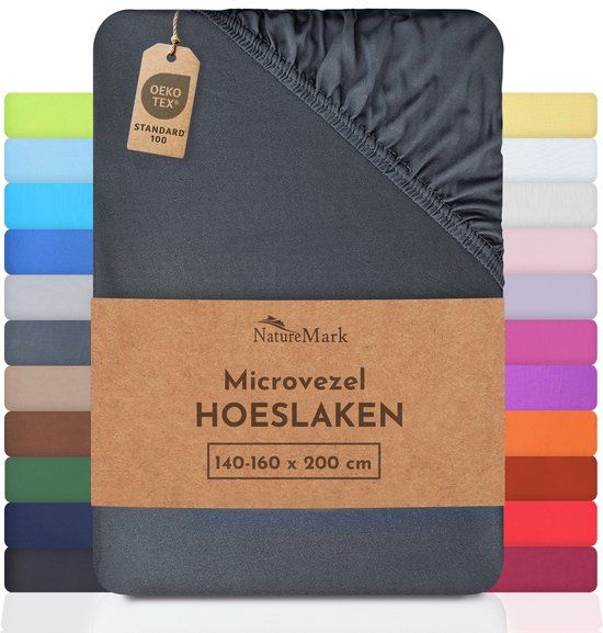 NatureMark Microvezel hoeslaken 140x200cm Antracietgrijs