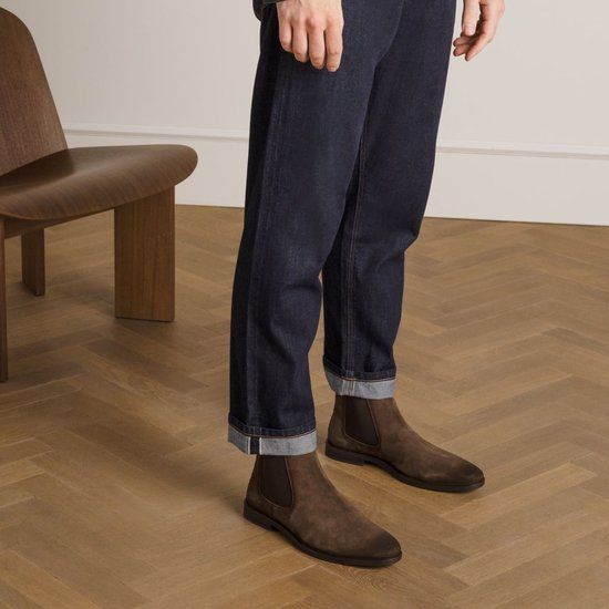 Manfield Heren Bruine suède chelsea boots Maat 42