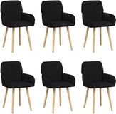 vidaXL Eetstoelen - 6 stuks - Stof - Zwart