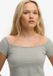 Superdry Bardot Off-Shoulder Top Dames Gris chiné Coton/Élasthanne Taille 6