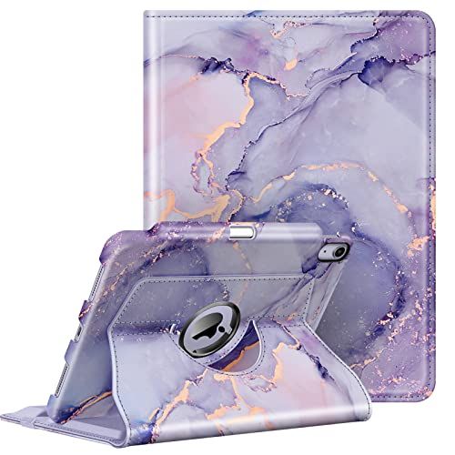 Fintie 360° draaibare standaard voor iPad Air 11 inch M4/M3/M2 (2026/2025/2024), iPad Air 5e generatie/4e generatie (2022/2020) 10,9 inch met potloodhouder - Lila Marmer