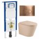 Geberit QeramiQ Dely Toiletset - Diepspoel - Rimless - Inbouwreservoir - Souple Zitting - Koperen Bedieningsplaat - Mat Beige