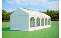 MAX+ Tente de réception 4x10 m – PVC 550 g/m², ignifuge, hauteur latérale 2,6 m, tubes Ø50 mm, jusqu'à 80 personnes - Blanc