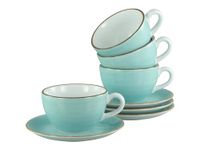 CreaTable, 34041, serie Vintage Nature Aqua, 8-delige serviesset voor 4 personen, cappuccinoset van porselein, vaatwasser- en magnetronbestendig, Made in Europe