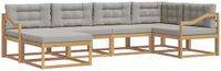 vidaXL Hoek loungeset 6 zitplaatsen Wit en lichtgrijs Polyester