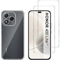 Phonillico® Hoesje voor Honor 400 Lite 5G en 2 Gehard glazen schermbeschermer