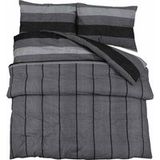 Gris Foncé 140x200 Cm Coton Ensemble De Housse De Couette