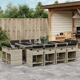 Maison Exclusive - Ensemble de jardin pour extérieur, 13 pièces, avec coussins, gris clair, en polyrotin