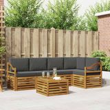 vidaXL Loungeset met 6 zitplaatsen, Natuurlijk en Antraciet, Polyester