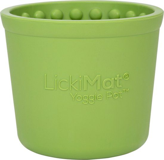 LickiMat Yoggi Pot - Slowfeeder Voor Afleiding. Plezier En Verrijking Ø10x9 cm - Hondenvoerbak - Appelgroen