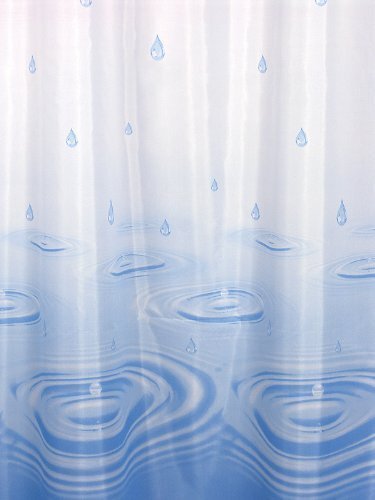 KS Handel 24 TEXTIEL douchegordijn wit blauw druppel 240x200 INCL. KWALITEITSRING! SHOWER CURTAIN BLUE!