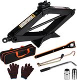 Merkloos / Sans marque Guangzhou Technology Service Co., Ltd. Schaarkrik 25 ton krik - garagekrik met 2-in-1 ratelsleutel - wielmoersleutel tas - autokrik 360° activiteitskop - auto familieauto SUV MPV - 11SJ250000SYKIT Autokrik