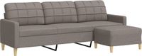vidaXL Driezitsbank met voetenbank 210 cm stof taupe