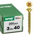 SPAX Universele schroef, 3,5 x 40 mm, 200 stuks, Voldraad, Verzonken kop, Kruiskop Z2, 4CUT, YELLOX - 1081020350403