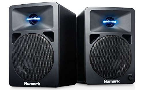 Numark N-Wave 360 - Compacte 60 watt actieve desktop DJ-luidsprekers met tweeter LED-verlichting, speciale volumeregeling en RCA-ingangen