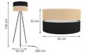 Light-Home JUTA 2450/45 - Lampadaire - Trépied - Métal - Abat-jour en tissu - Noir