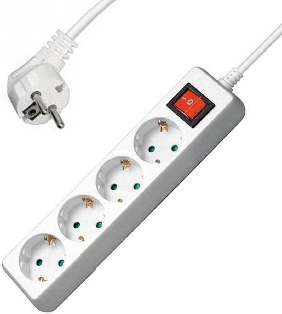 Allteq Stekkerdoos met schakelaar - 4-voudig - 10 meter - Wit