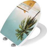 Wenko WC bril Corbara - Thermoplast hoogglans met print - Easy-Close softclose sluiting - Fix-Clip bevestiging afklikbaar in RVS - belastbaar tot 350 kg