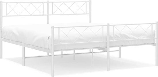 vidaXL Bedframe met hoofd- en voeteneinde Metaal Wit 140x190 cm