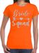 Bellatio Decorations Bride Squad Cupido zilver glitter tekst t-shirt oranje dames - dames shirt Bride Squad- Vrijgezellenfeest kleding XS