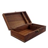 LONMAIX Walnoot handgemaakte walnoot partitie houten kist voor aandenken, foto's, sieraden ring bruiloft geschenkdoos (Walnoot-HTMDFH)