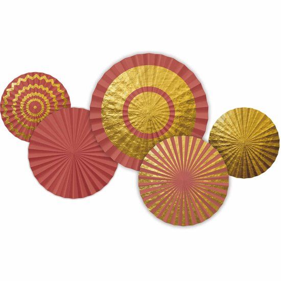 Folat Honeycomb papieren waaiers Golden Dusk - 5 stuks