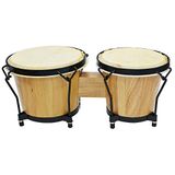 A-Star 7" & 8" Bongo Drums Set - Solid Wood with Natural Skin Heads and Tuning Key