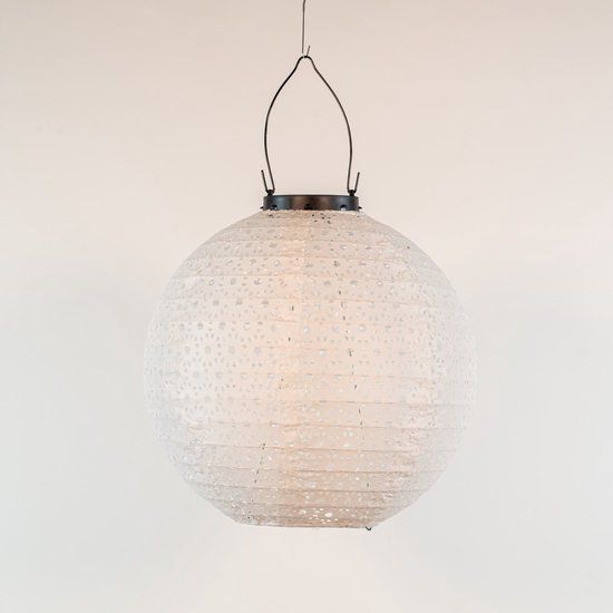Anna's Collection Solar lampion 25 cm wit/marrakesh