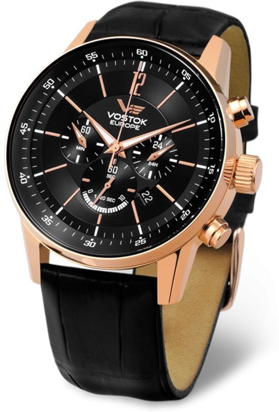 Vostok Europe OS22-5619296 horloge heren - zwart - edelstaal PVD rosÃ