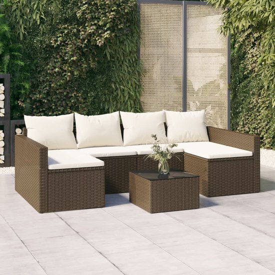 The Living Store U-vormige loungeset - bruin - 238 x 110 x 66 cm - PE-rattan