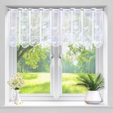 Sans marque Rideaux courts pour fenêtres semi-transparentes - rideaux de cuisine - rideaux d'intérieur - court rideau pour petites fenêtres - salon - salle de bain - blanc - 45 x 144 cm