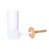 Bathroom Solutions toiletborstel met houder - kunststof en bamboe - Badkamer en toilet - wit