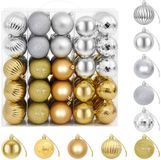 vidaXL Kerstballenset - 75 st - Zilver- en goudkleurig - 6 cm - Polystyreen