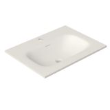 Saniclass Flow Meubelwastafel - 61x46x1.5cm - overloop - 1 wasbak midden - 1 kraangat - solid surface wit mat