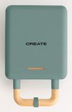 CREATE Stone Studio Sandwichmaker en wafelijzer in saliegroen, 2 verwisselbare anti-aanbakplaten, 600 W