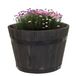 Mega Collections Plantenbak/bloempot Barrel - acacia hout - antraciet - D29 x H18 cm